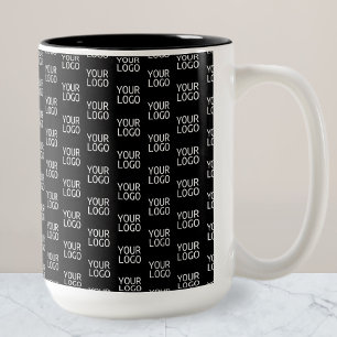 Tasse 2 Couleurs Votre logo d'entreprise   Motif demi-étape élégant