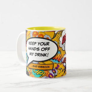 Tasse 2 Couleurs Votre message Voix Bubble Amusant Retro Comique Li