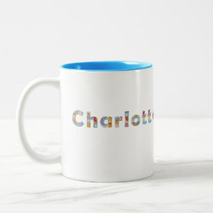 Tasse 2 Couleurs Votre nom en lettres florales artistiques / Charlo