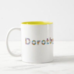 Tasse 2 Couleurs Votre nom en lettres florales artistiques / Doroth