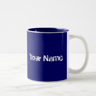 Tasse 2 Couleurs Votre nom ici attaquent le bleu