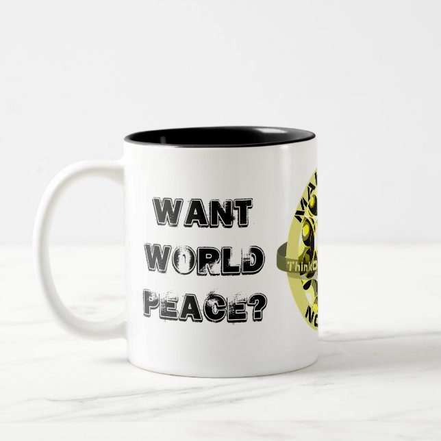 Tasse 2 Couleurs Voulez la paix du monde ? (Gauche)
