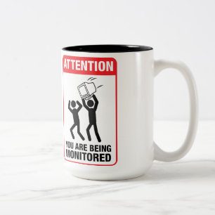 Tasse 2 Couleurs Vous êtes surveillés - humour de bureau
