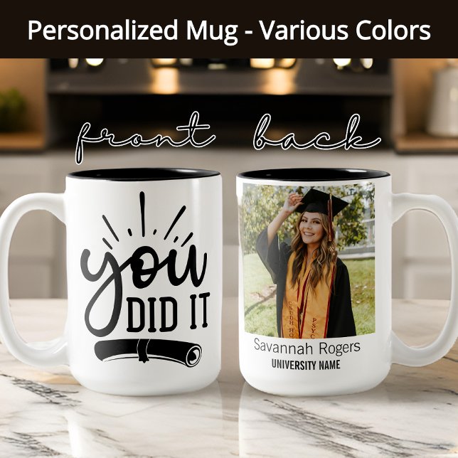 Tasse 2 Couleurs Vous L'Avez Fait ! Photo personnalisée Mug, Cadeau (graduation gift for her, personalized graduation mug, custom gift for graduate, graduation mug)