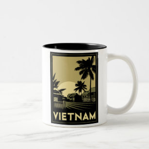 Tasse 2 Couleurs voyage d'art déco du Vietnam Asie du Sud-Est rét