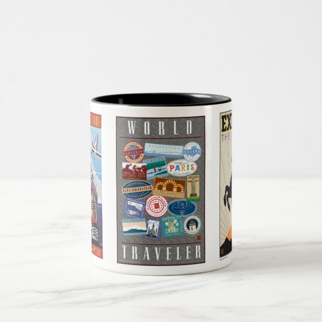 Tasse 2 Couleurs Voyageur-Tasse du monde (Centre)