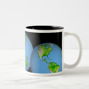 Tasse 2 Couleurs Vue topographique du monde