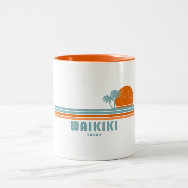 Tasse 2 Couleurs Waikiki Hawaii palmiers solaires (Centre)