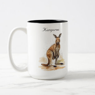 Tasse 2 Couleurs Wanderer extérieur : aquarelle Kangaroo personnali