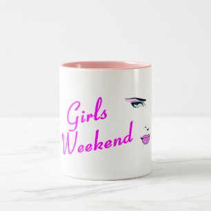 Tasse 2 Couleurs Week-end de filles (visage)