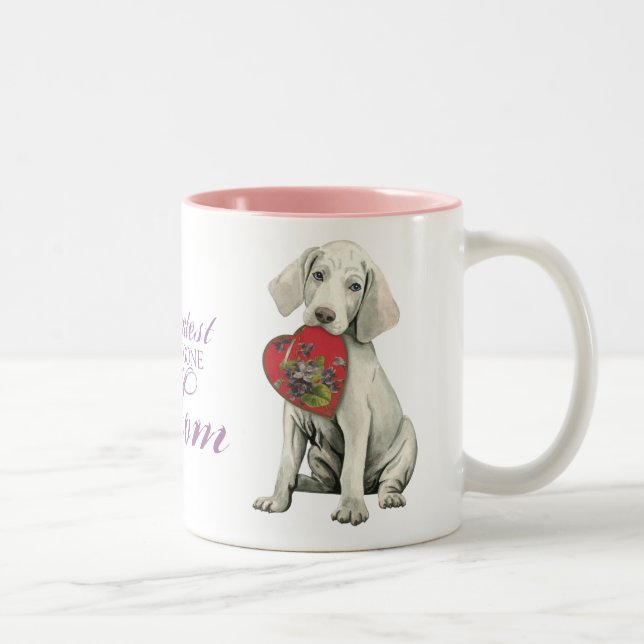 Tasse 2 Couleurs Weimaraner Heart Maman (Droit)