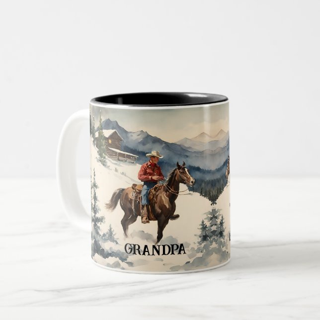 Tasse 2 Couleurs Western Cowboy Personnalisé (Devant gauche)