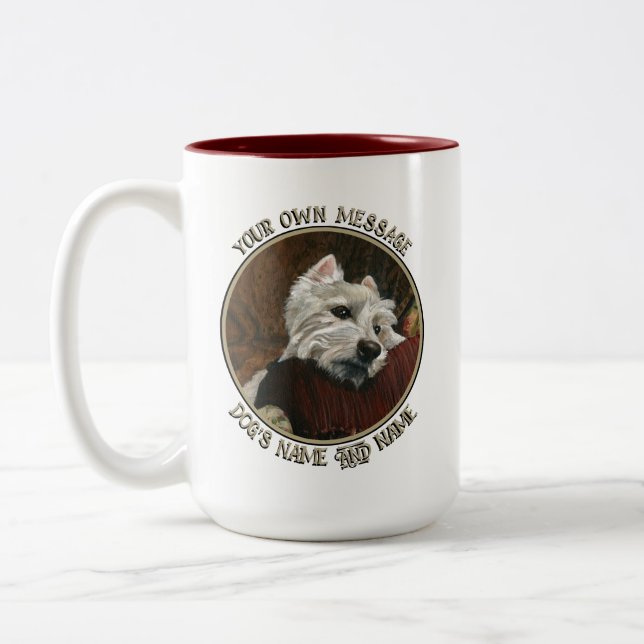 Tasse 2 Couleurs Westie sur canapé (Gauche)
