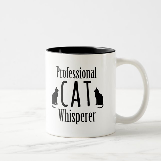 Tasse 2 Couleurs Whisperer professionnel de chat (Droit)