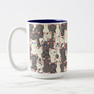 Tasse 2 Couleurs White and gray cats pattern
