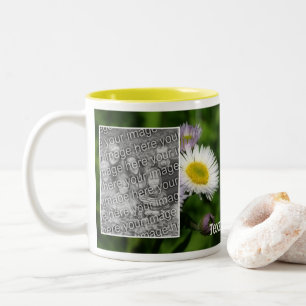Tasse 2 Couleurs Wild Fleabane Daisy Cadre Fleur Ajouter Votre Phot