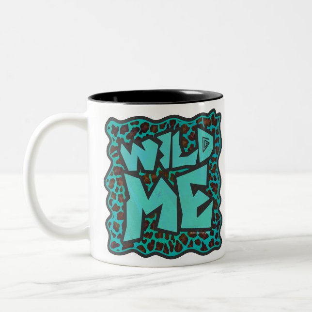 Tasse 2 Couleurs Wild Me Design léopard Brown et Turquoise (Gauche)