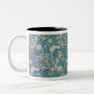 Tasse 2 Couleurs William Morris, motif Art nouveau, algues, bleu,