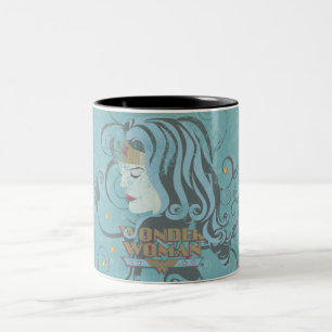 Tasse 2 Couleurs Wonder Woman Arrière - plan bleu