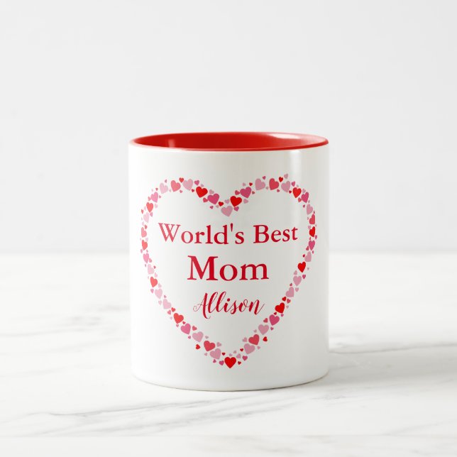 Tasse 2 Couleurs Worlds Best Maman Coeurs (Centre)