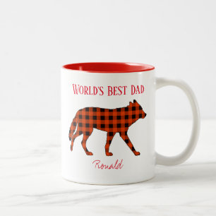 Tasse 2 Couleurs Worlds Best Papa Wolf Buffalo Plaid