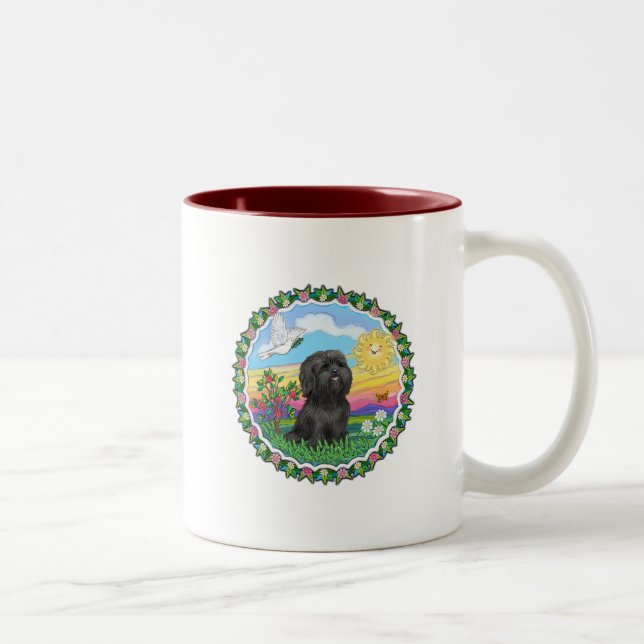 Tasse 2 Couleurs Wreath - Black Shih Tzu (Droit)