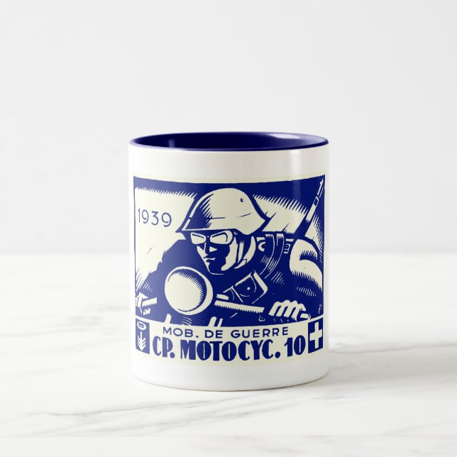 Tasse 2 Couleurs WWII Swiss Motorcycle Company, bleue (Centre)