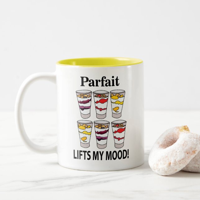 Tasse 2 Couleurs Yaourt Parfait Fruit Sucré Froid Dessert (Avec donut)