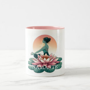 Tasse 2 Couleurs Yoga personnel Namaste Lotus Méditation Spirituell