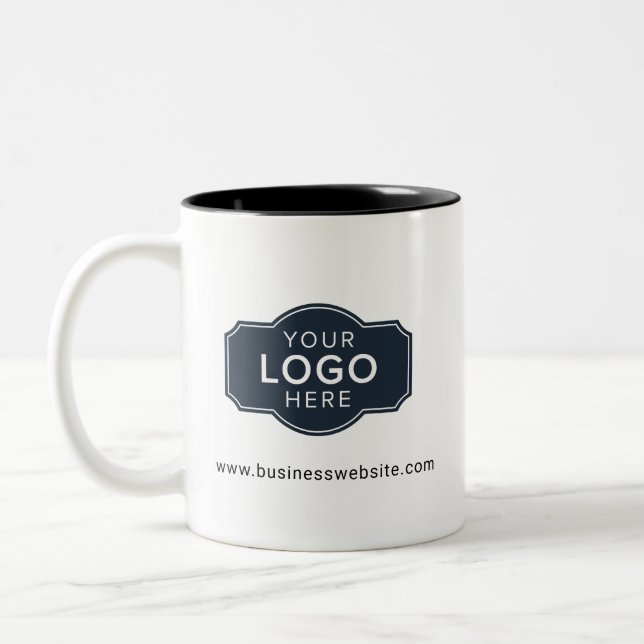 Tasse 2 Couleurs Your Business Logo and Website Custom (Gauche)