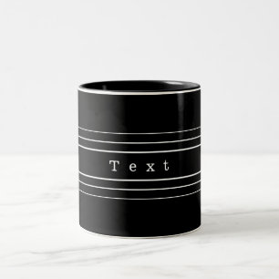 Tasse 2 Couleurs Your Custom Text & Modern Stripes   Black & White