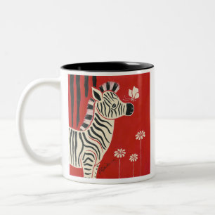 Tasse 2 Couleurs Zèbre, marguerites et papillon