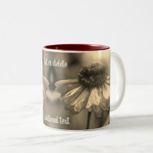Tasse 2 Couleurs Zinnia Flower Sepia Personnalisé