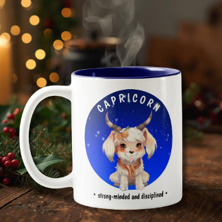 Tasse 2 Couleurs Zodiac Capricorn Cute Watercolor nom personnalisé