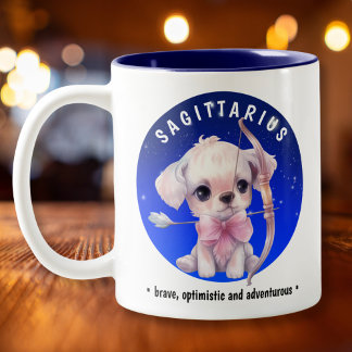 Tasse 2 Couleurs Zodiac Sagittarius Cute Watercolor nom personnalis