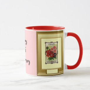 Tasse 2ème anniversaire heureux, Phlox rose