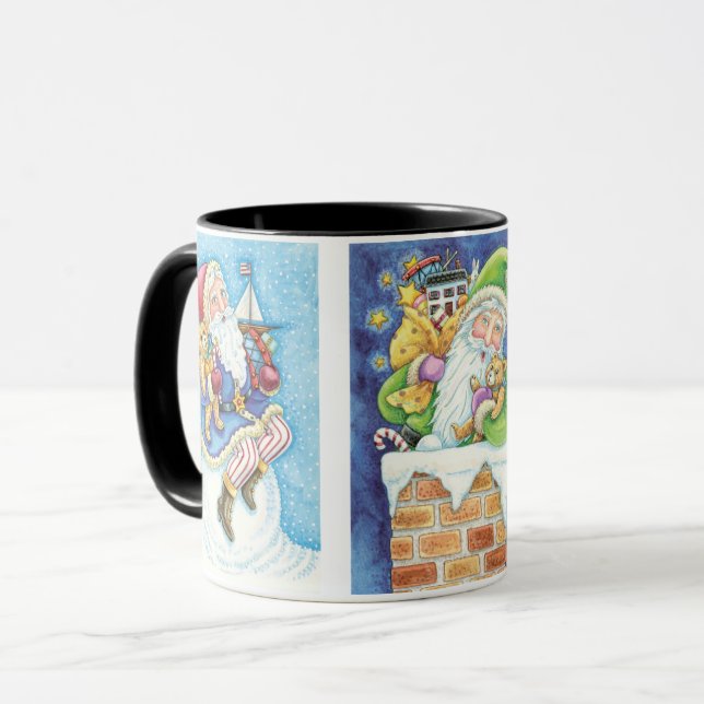 Tasse 3 différents dessins de Noël du Père Noël (Devant gauche)