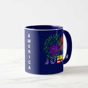 Tasse 4 juillet et feux d'artifice