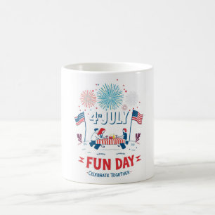 Tasse 4. Juli - Cartoon Picnic & Fireworks