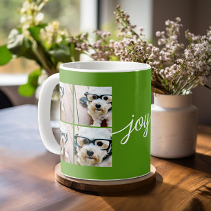 Tasse 4 Photo Instagram Collage avec Holiday Joy Green