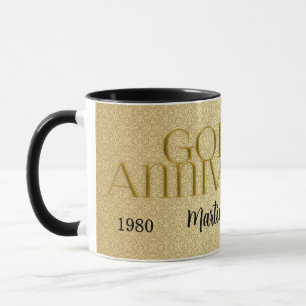 Tasse 50e anniversaire de Mariage d'or Damas