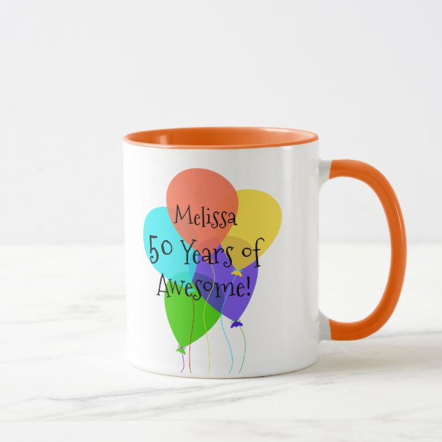 Tasse 50e ou tout âge Nom personnalisé Anniversaire Cade (Droite)