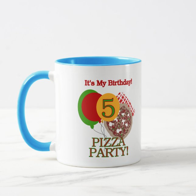 Tasse 5ème Anniversaire de partie de pizza (Gauche)