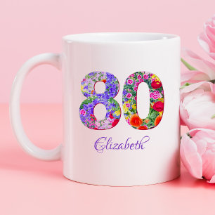 tasse 80 ans nom floral coloré