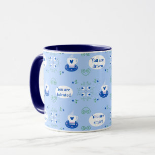Tasse à affirmations sur le thème de la tasse bleu