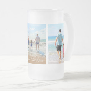 Tasse à bière en verre dépoli avec texte de collag