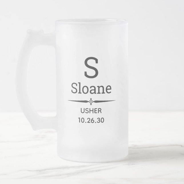 Tasse à bière en verre dépoli monogrammée pour l'o (Gauche)