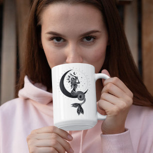 Tasse à bord noir 15oz Fille dansante Poissons