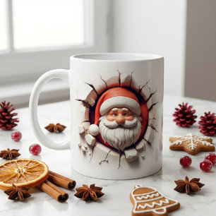 Tasse à café 3D drôle de Père Noël coincé dans le