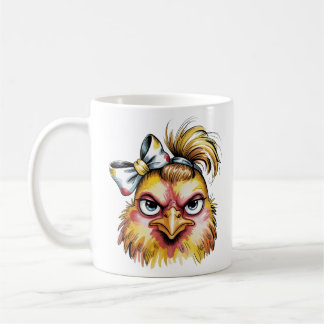 Tasse à café à arc de poulet grincheux drôle et Sa